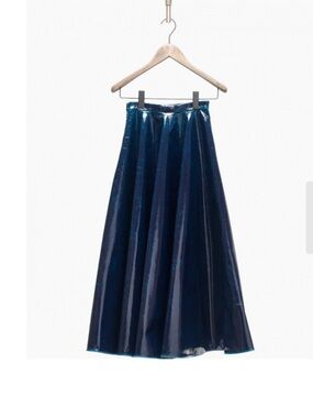 Alaia Metallic Navy Midi Skirt